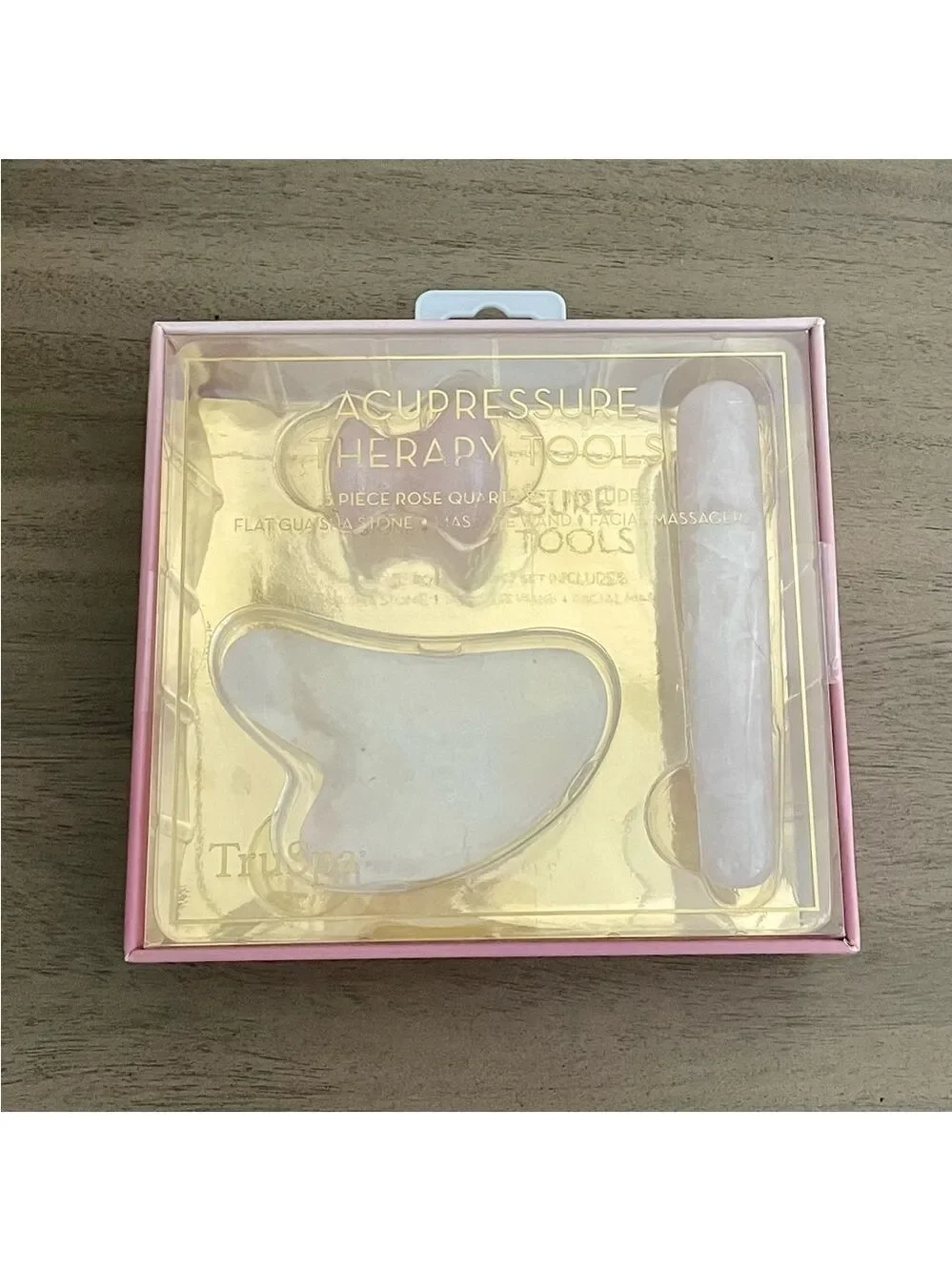 TruSpa Acupressure Therapy 3 pc Rose Quartz Set - NWT
